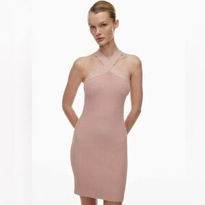 Aritzia Babaton Sculpt Knit Criss Cross Dress in Ballet Pink